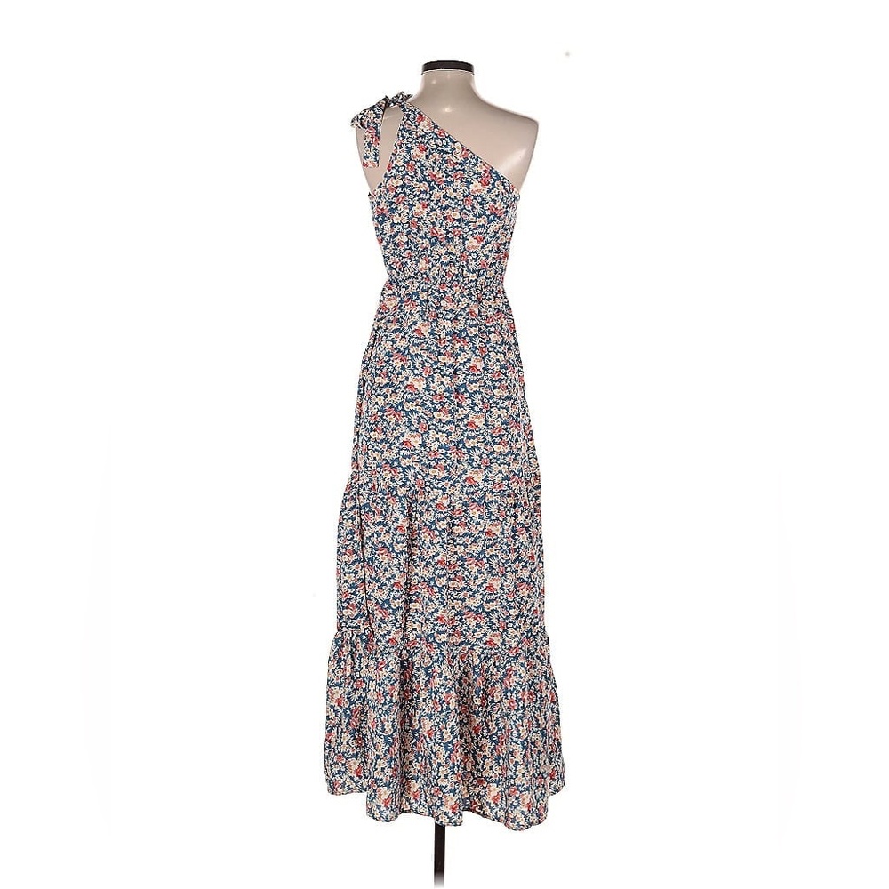 Prettygarden Blue Floral Tiered Knot One Shoulder Maxi Dress - Picture 6 of 10